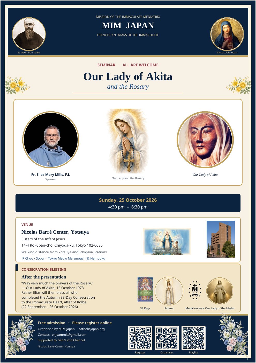 Our Lady of Akita and the Rosary — MIM Japan, 25 October 2026